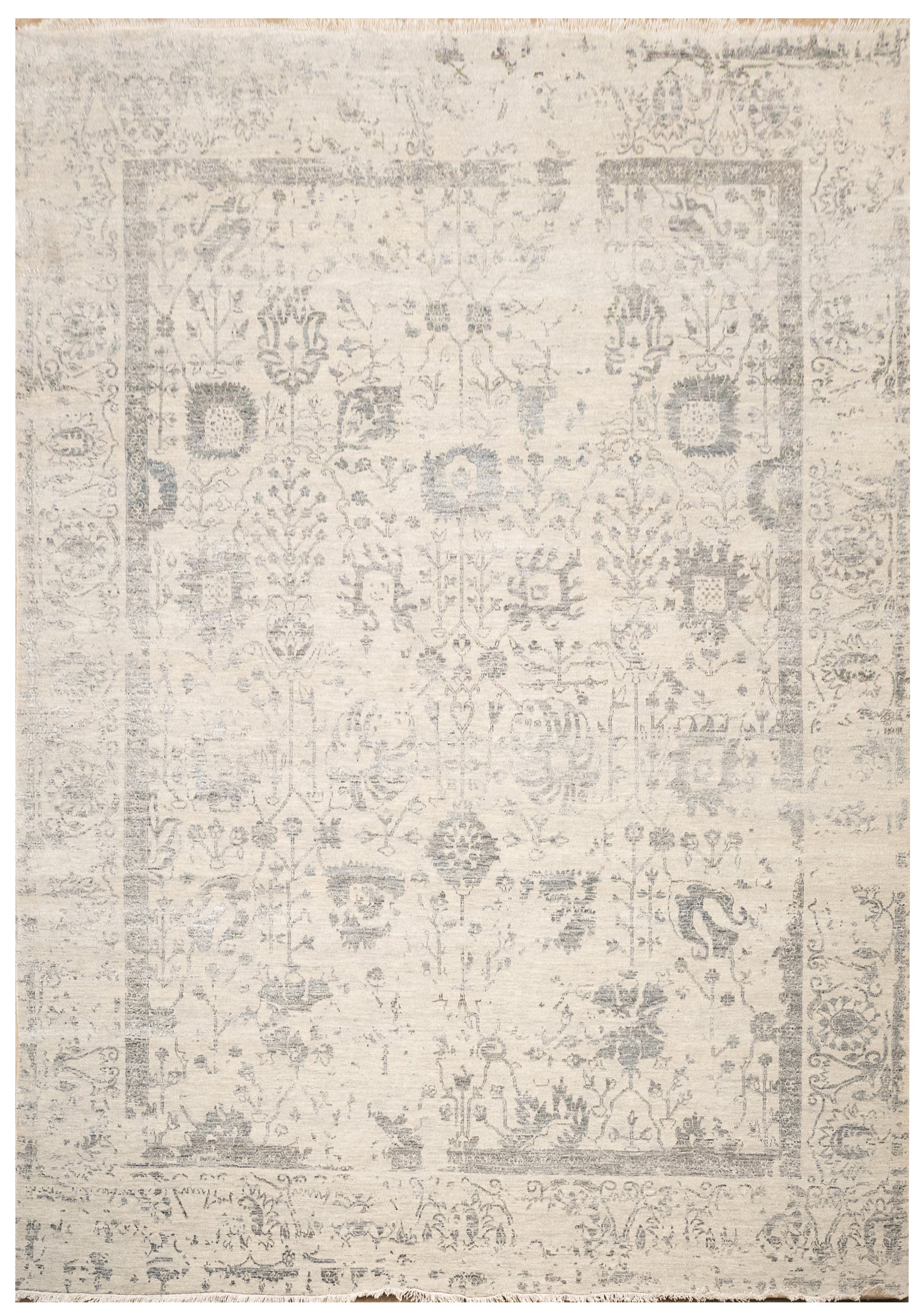 Handknotted Carpet, DIA- 3473 VASE 3, SILVER & BLACK